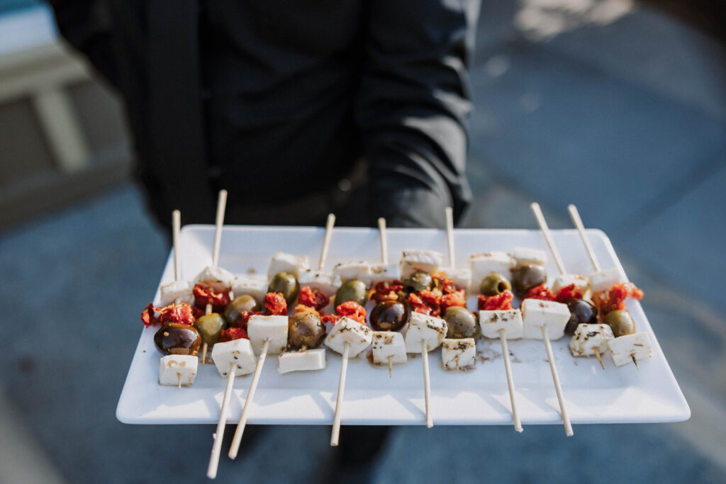 cocktail hour passed tray at manhattan beach wedding venue