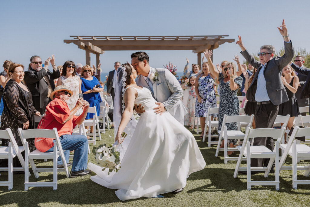 wedding ceremony with view of catalina island at terranea resort