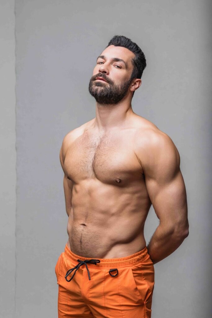 personal branding male model, fitness, and beach fashion.