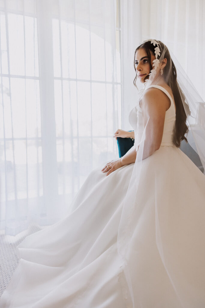 window light ethereal portrait of bride at terranea resort