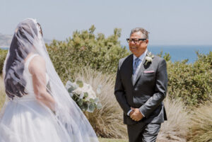 first look with bride's dad.  One of the best south bay wedding venues..
